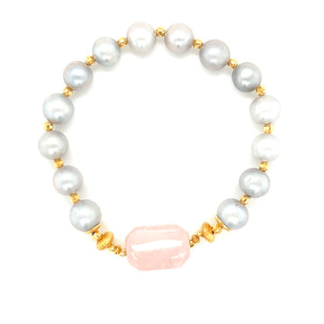 Bransoletka zapinana z szarej perły. Ewa Mrochen Jewellery