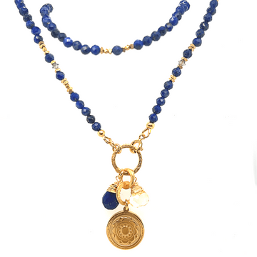 Naszyjnik z naturalnym Lapis Lazuli i zawieszkami. Ewa Mrochen  Jewellery