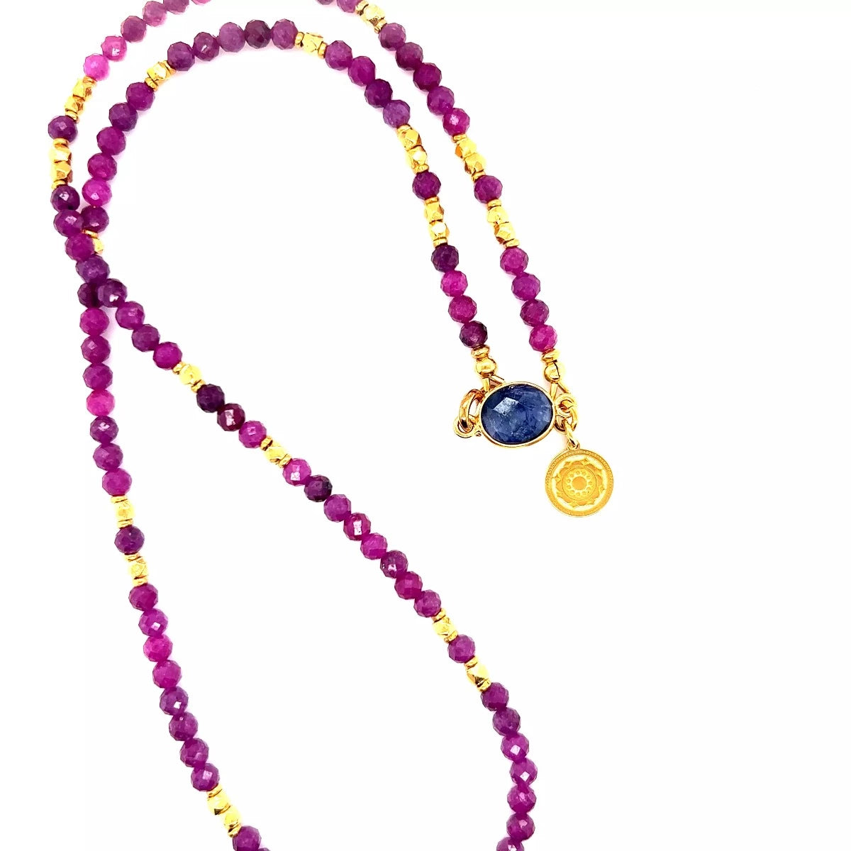 Naszyjnik z rubinem i szafirem. Ewa Mrochen Jewellery