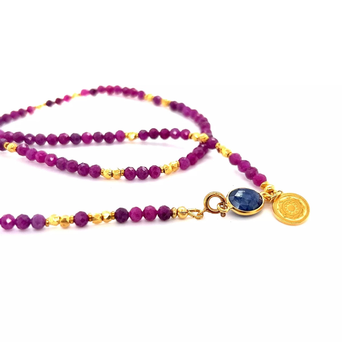 Naszyjnik z rubinem i szafirem. Ewa Mrochen Jewellery
