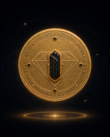 Black Tourmaline Golden Coin Ewa Mrochen Jewelry