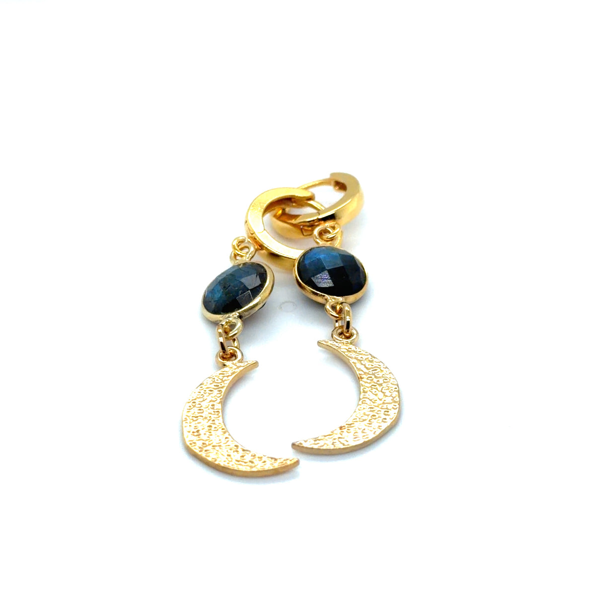 Kolczyki wiszące z naturalnym labradorytem od Ewa Mrochen Jewellery, eleganckie biżuterie z kamieniami szlachetnymi