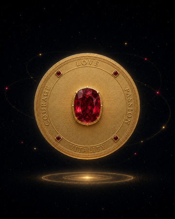 Ruby Golden Coin Ewa Mrochen Jewelry