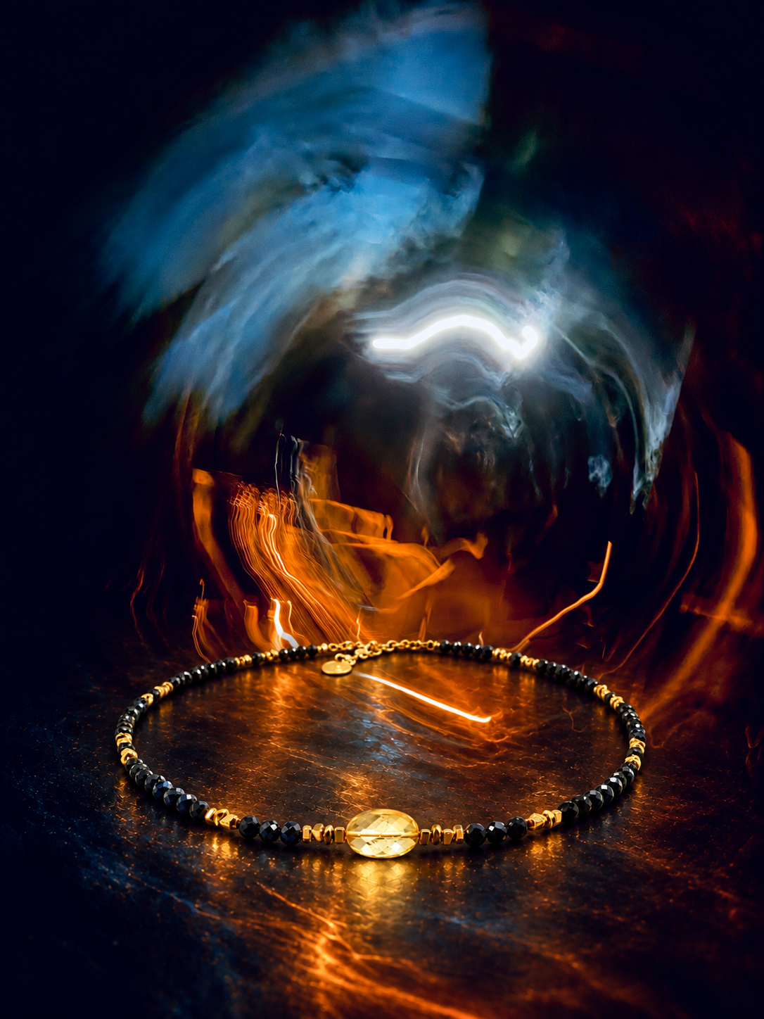 Szafir magicznie energetyczny naszyjnik z cytrynem Ewa Mrochen Jewellery
