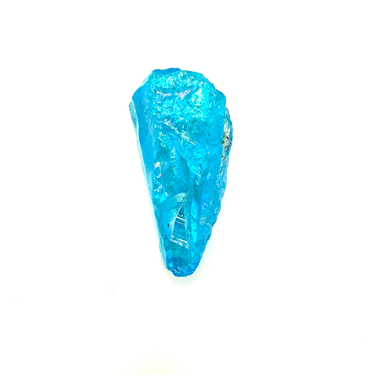 Amulet Aqua Aura Kryształ Sukcesu i Obfitości od Ewa Mrochen Jewellery na tle jasnego tła, lśniący i ozdobny kryształ.