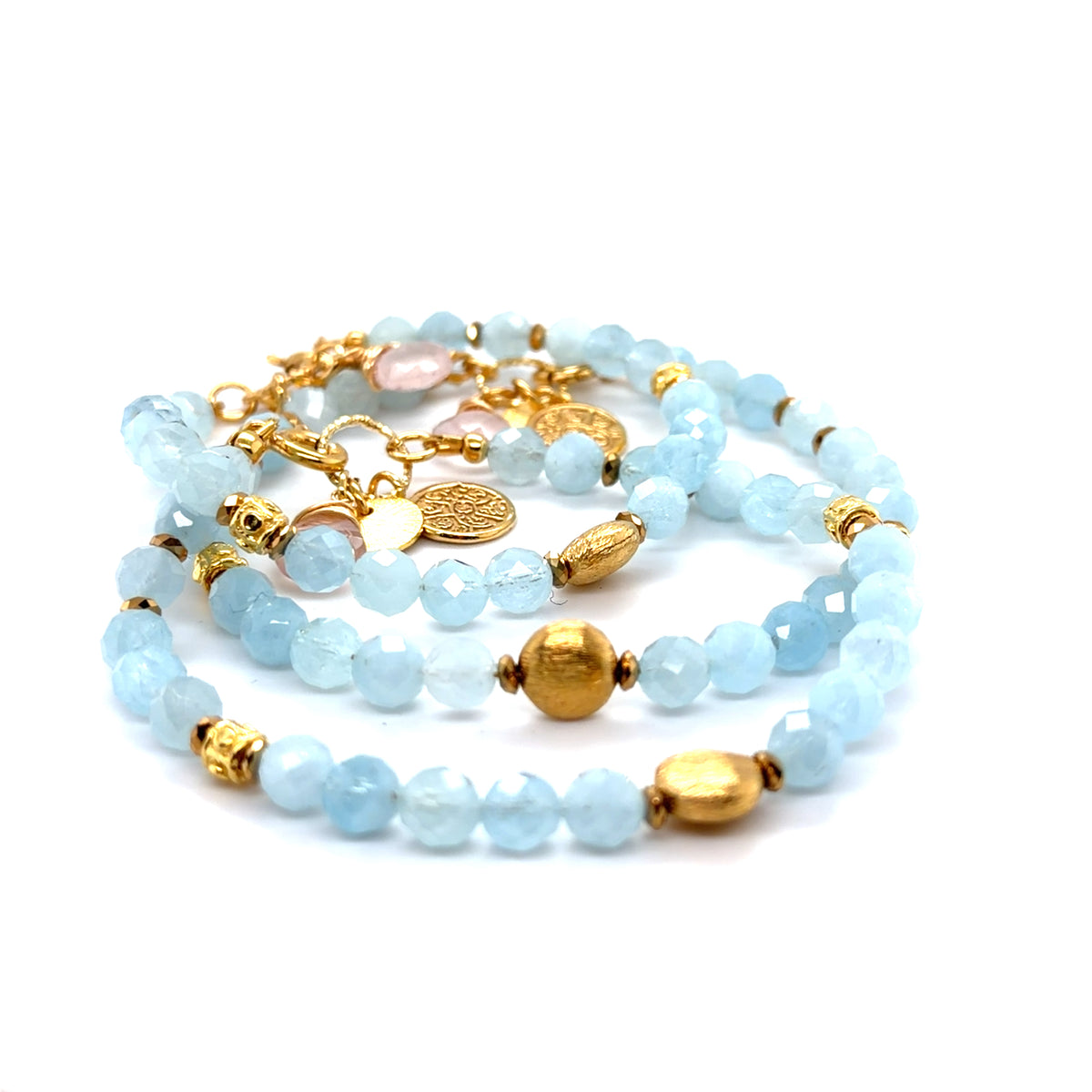 Bransoletka Ewa Mrochen Jewellery® z akwamarynem, 15 cm, ozdobiona kamieniem Klejnot Nowego Życia, elegancki dodatek na rękę