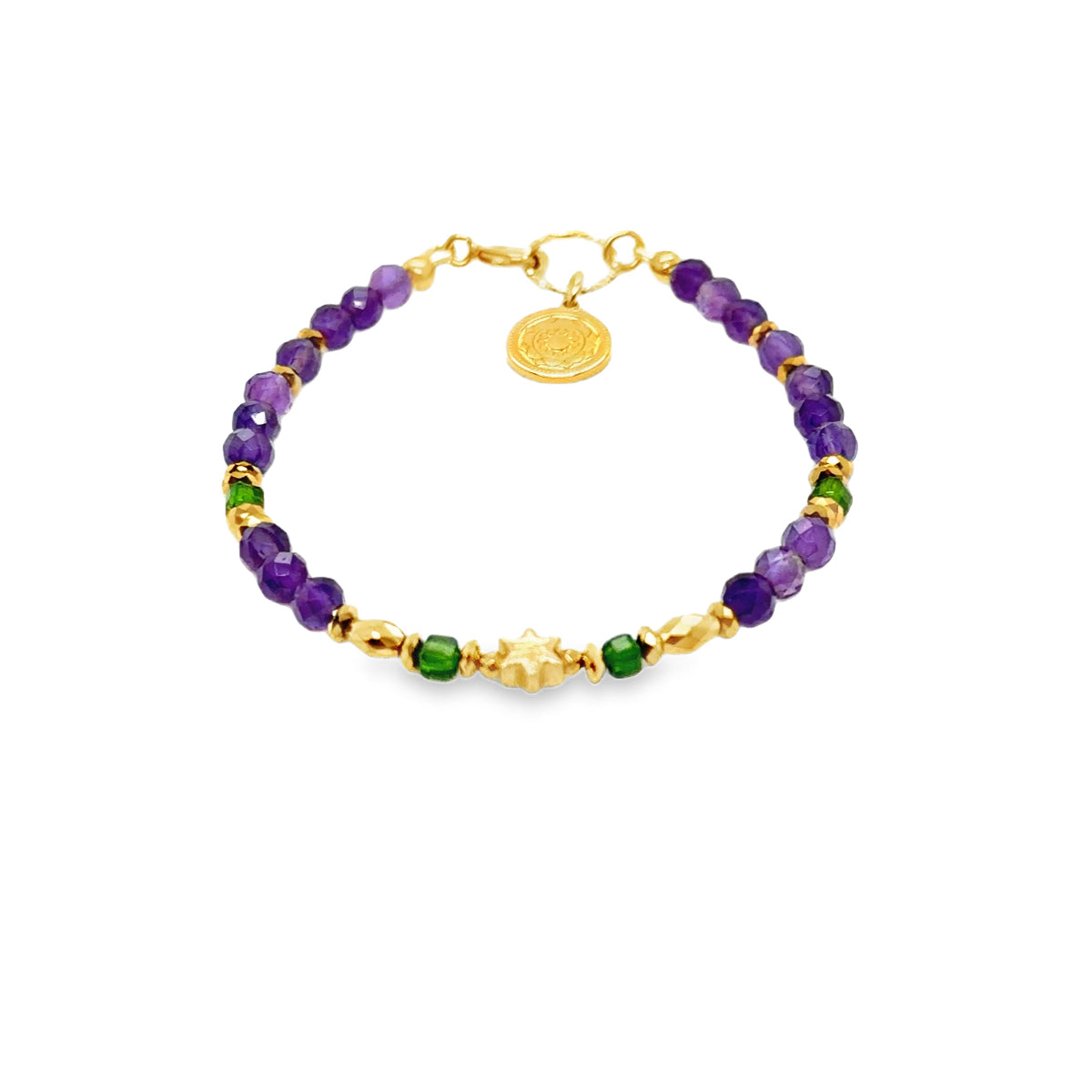 Bransoletka z ametystem i diopsydem od Ewa Mrochen Jewellery, biżuteria z kamieniami szlachetnymi, elegancki dodatek na nadgarstek