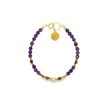 Bransoletka z ametystem i diopsydem marki Ewa Mrochen Jewellery, zapinana na eleganckim zapięciu, ozdobny design.