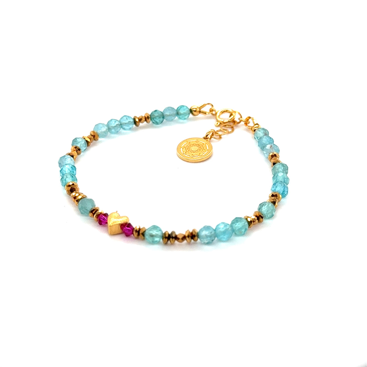 Bransoletka z apatytu z motywem serca od Ewa Mrochen Jewellery, delikatny naszyjnik z kamieniem o subtelnym designie