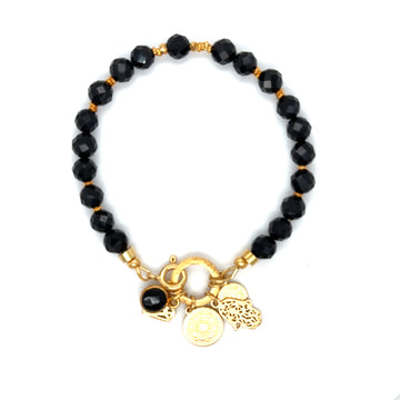 Czarna bransoletka z turmalinem Tarcza Wysoko Wrażliwej od Ewa Mrochen Jewellery, elegancki dodatek na nadgarstek