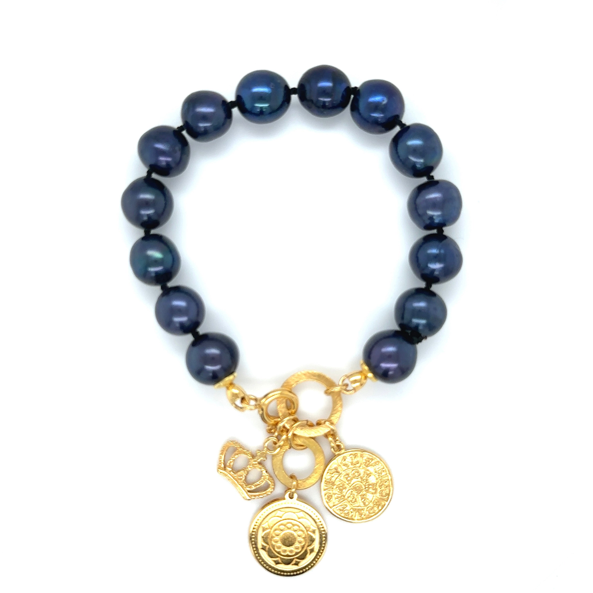 Granatowa perłowa bransoletka Ewa Mrochen Jewellery na 15 cm, elegancka i delikatna biżuteria dla kobiet.
