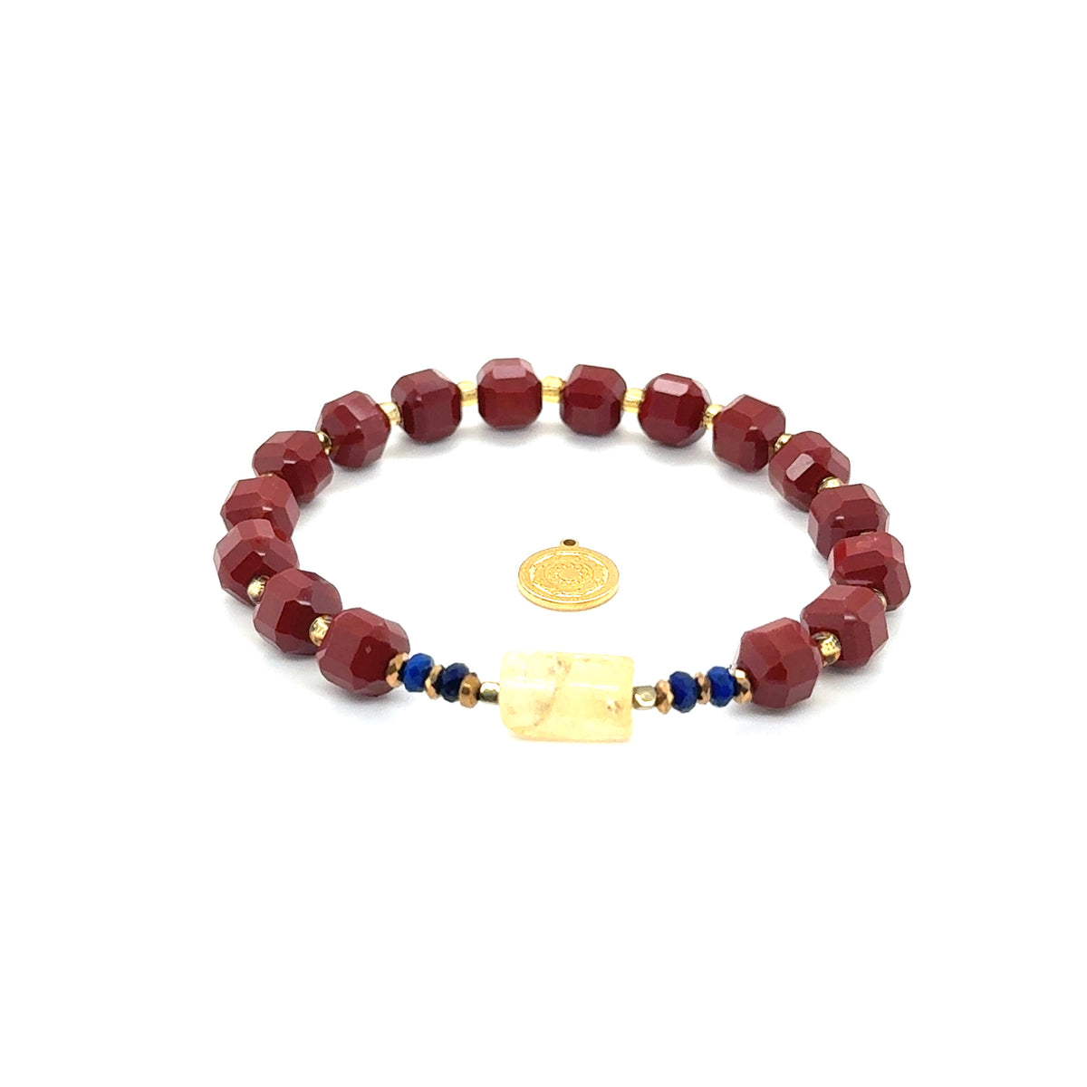 Bransoletka z jaspisem królewskim Zwyciężczyni Sukcesu od Ewa Mrochen Jewellery, ozdobiony naturalnymi kamieniami.