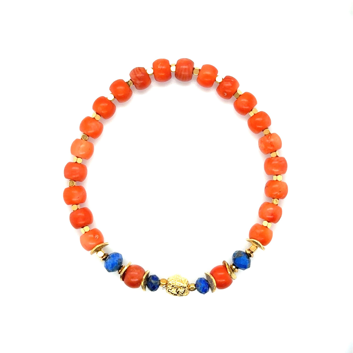 Bransoletka Ewa Mrochen Jewellery z energetycznym koralem, symbol pasji i kreatywności, na delikatnym łańcuszku.
