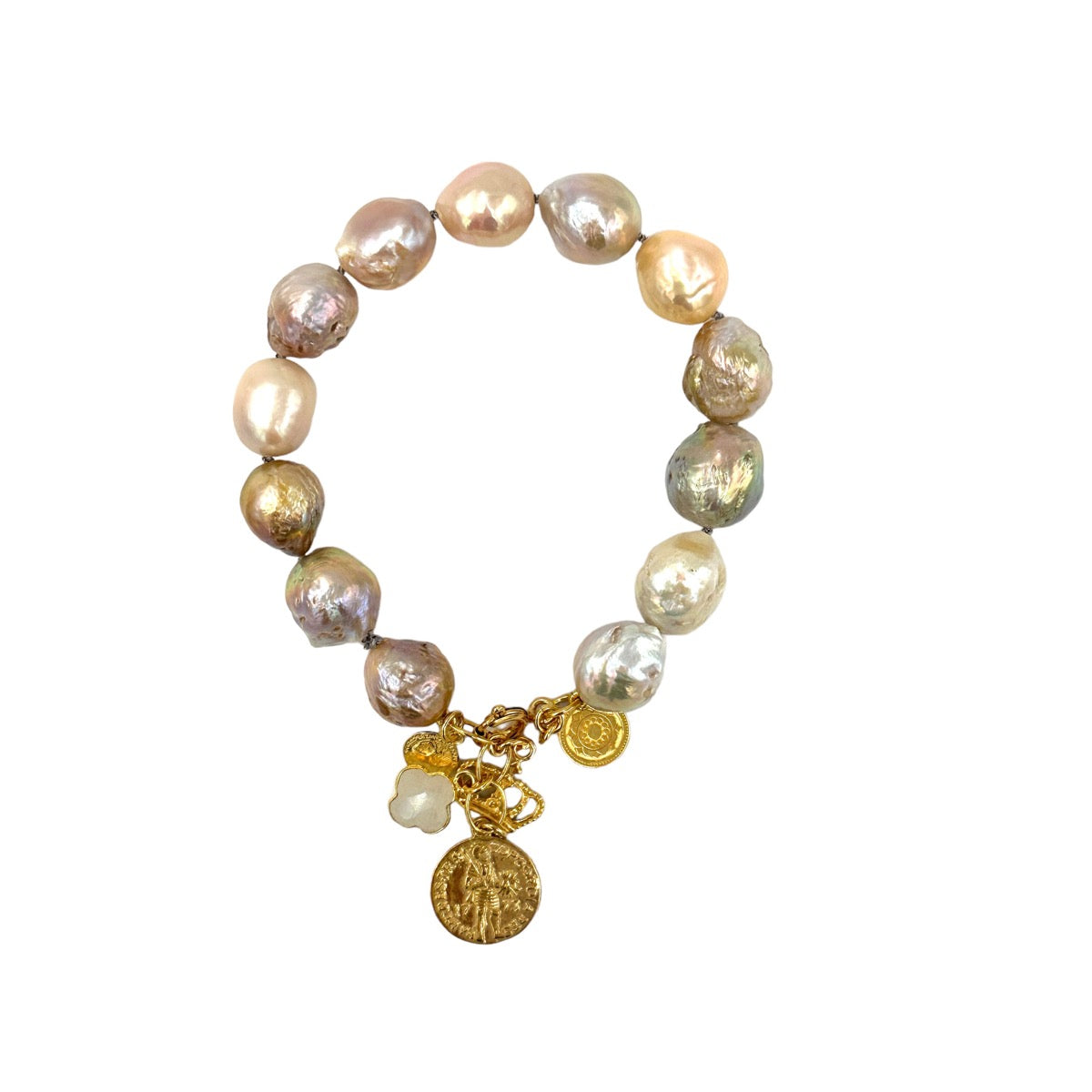 Różowa perła barokowa na bransoletce Księżna marki Ewa Mrochen Jewellery, długość 15 cm, elegancki design.