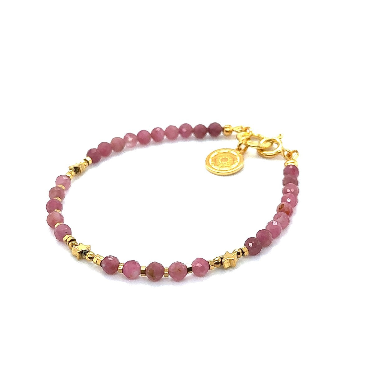 Różowa bransoletka z turmalinem od Ewa Mrochen Jewellery, zapinana, biżuteria autorska i luksusowa, elegancki design.