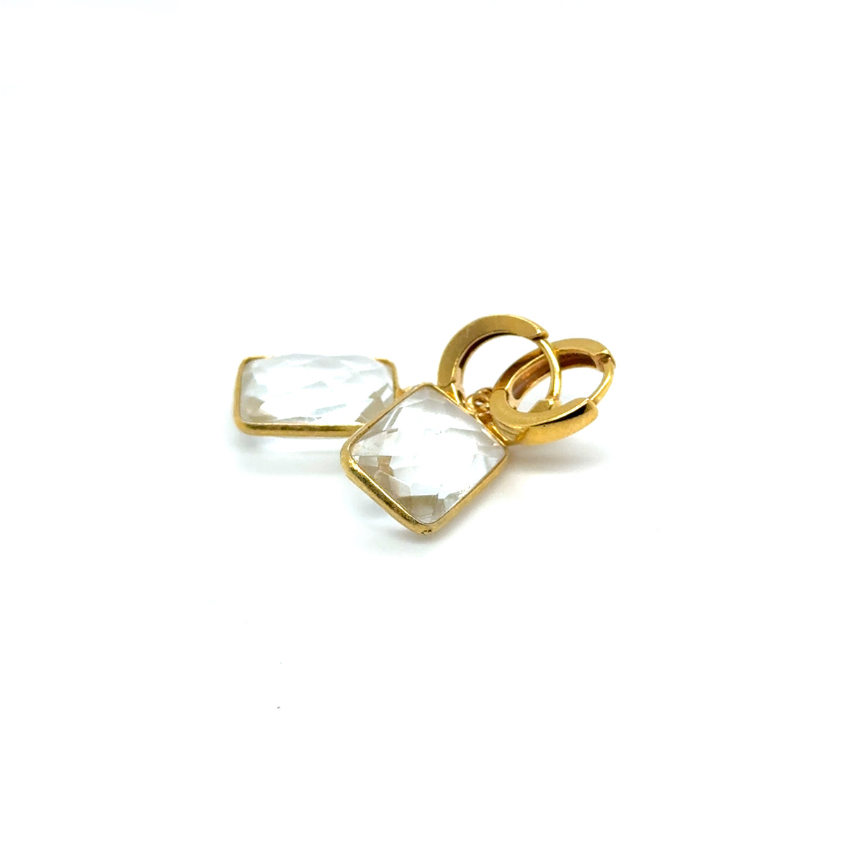Kolczyki z białym topazem od Ewa Mrochen Jewellery, elegancki dodatek do każdego stroju, wykończone srebrnym metalem.