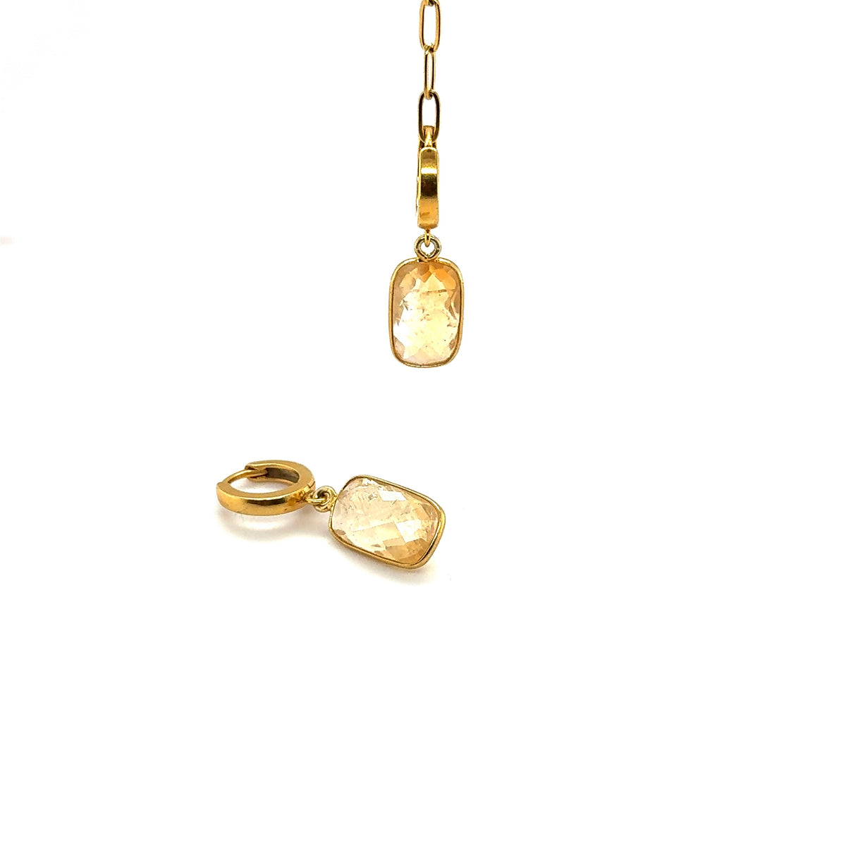 Kolczyki z cytrynem Ewa Mrochen Jewellery® Sukces, złote kolczyki nausznikowe z żółtym kamieniem.