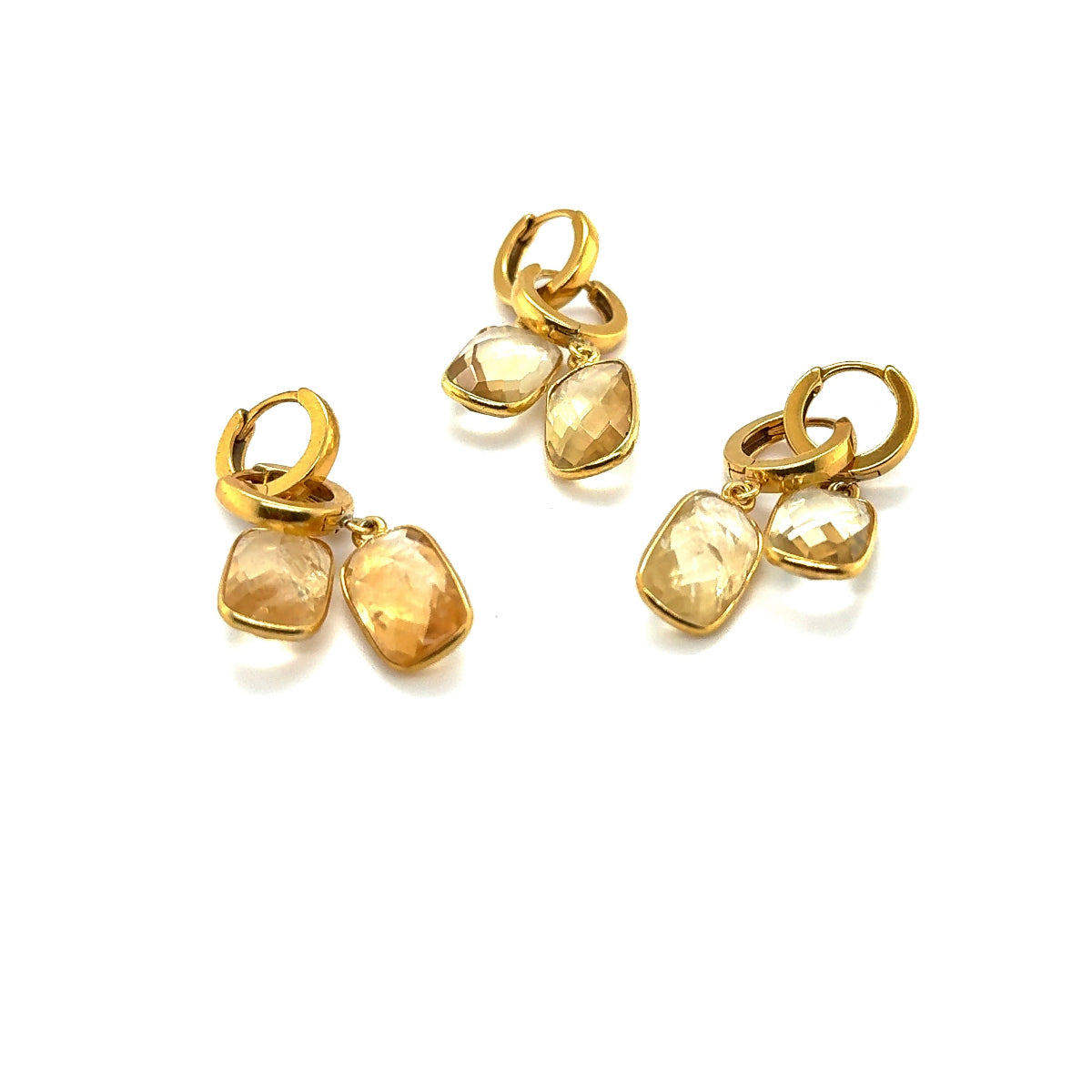 Kolczyki Ewa Mrochen Jewellery z cytrynem, eleganckie kolczyki sukces w złocie z żółtym kamieniem cytrynowym