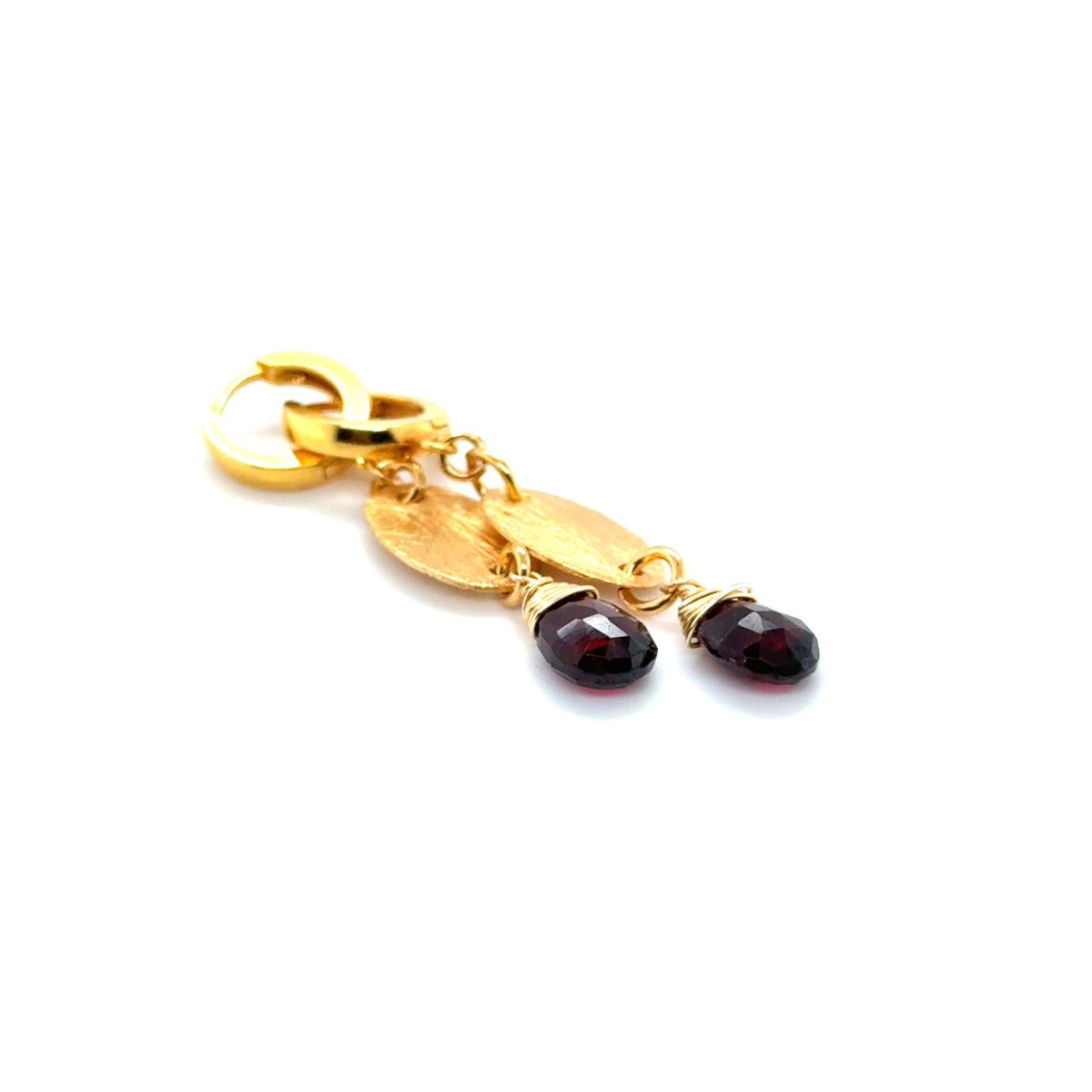 Kolczyki z naturalnym granatem od Ewa Mrochen Jewellery, limitowana edycja, elegancki design i finezyjne wykończenie.