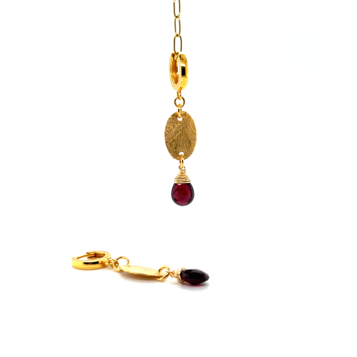 Kolczyki z naturalnym granatem od Ewa Mrochen Jewellery, limitowana edycja, eleganckie ozdoby na uszy