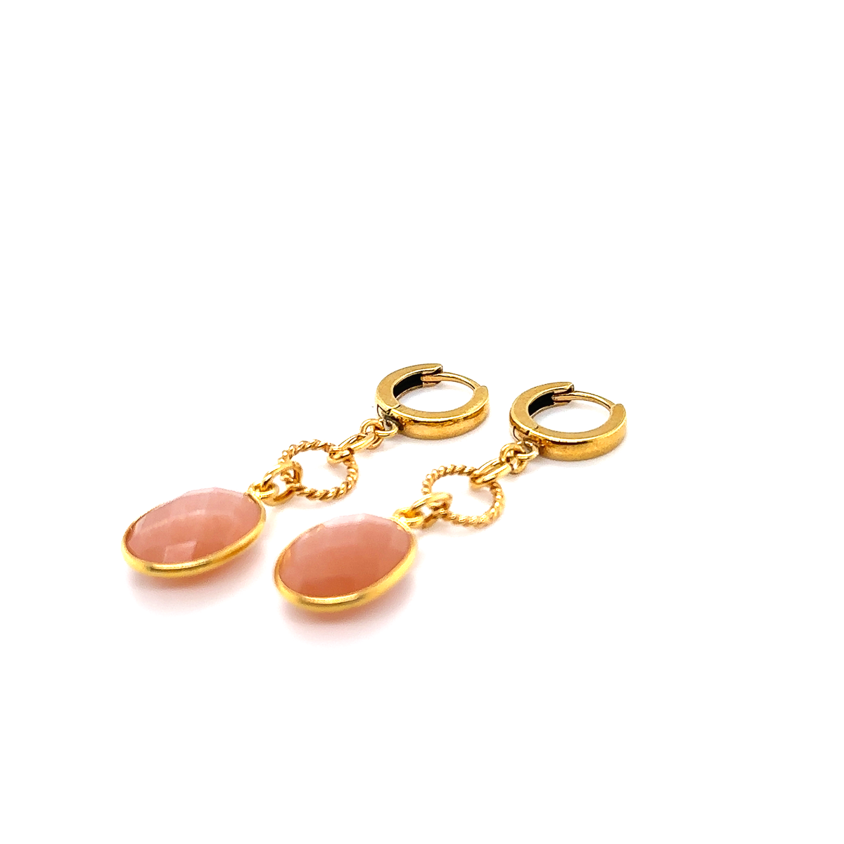 Kolczyki Ewa Mrochen Jewellery Kamień Słoneczny z pomyślnymi wiadomościami, złote kolczyki z kamieniem słonecznym.