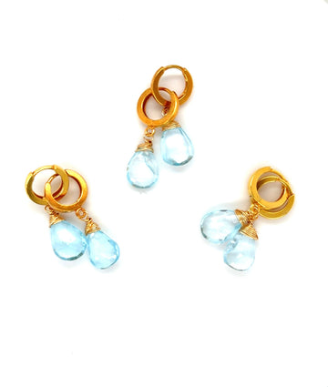 Kolczyki z błękitnym topazem od Ewa Mrochen Jewellery®, eleganckie i delikatne, idealne na wyjątkowe okazje.