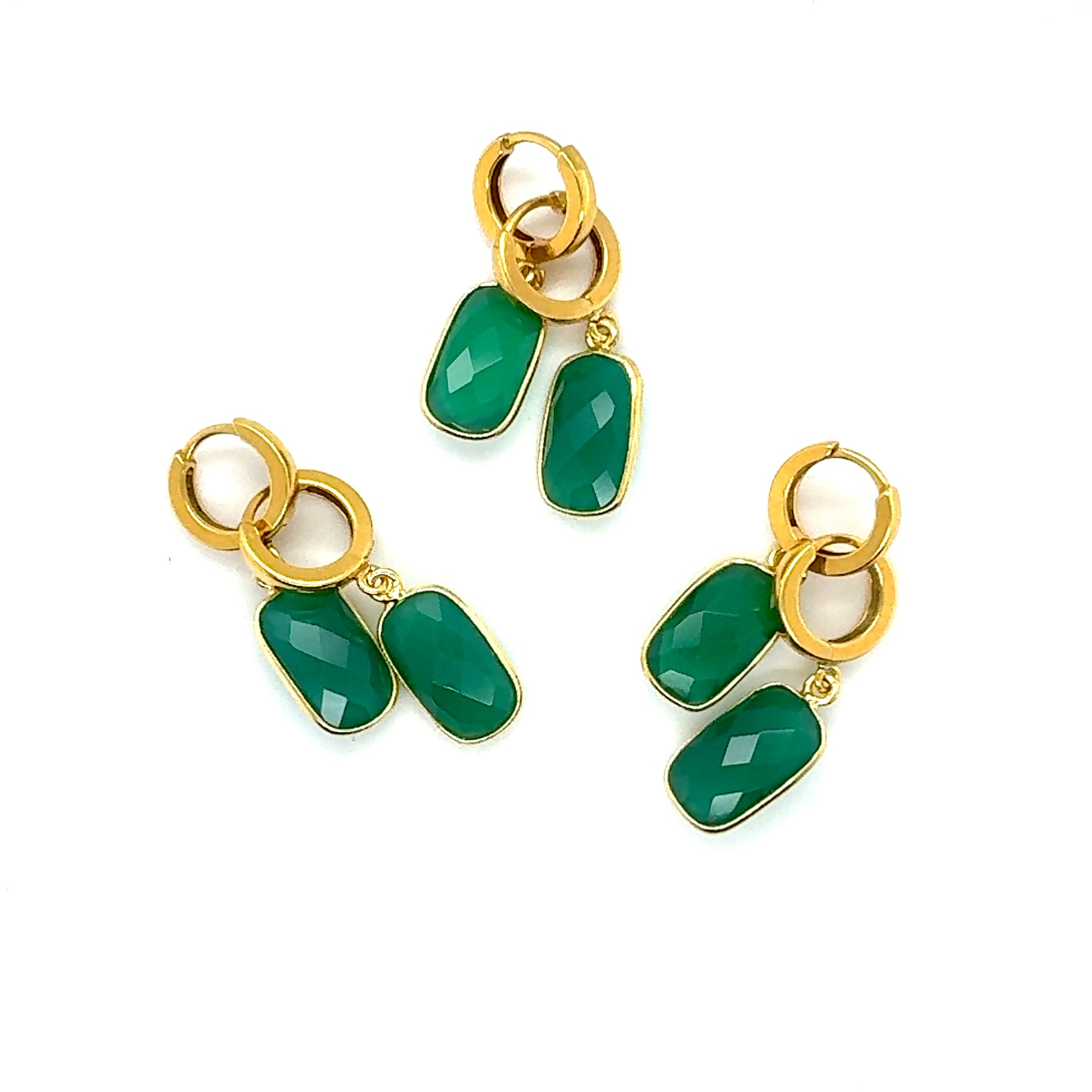 Zielone kolczyki Onyks Healing Green Ewa Mrochen Jewellery, ozdobne biżuteria z kamieniem na uszach