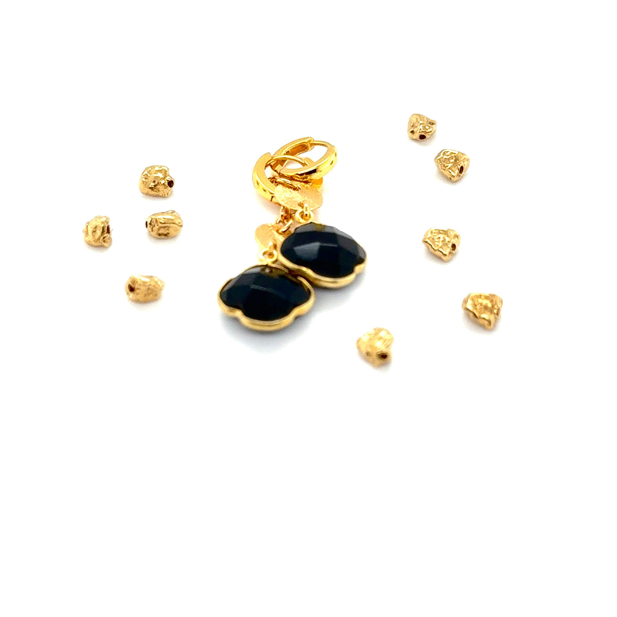 Czarne kolczyki z turmalinem od Ewa Mrochen Jewellery, okrągłe kolczyki Madame, eleganckie i stylowe dla kobiet