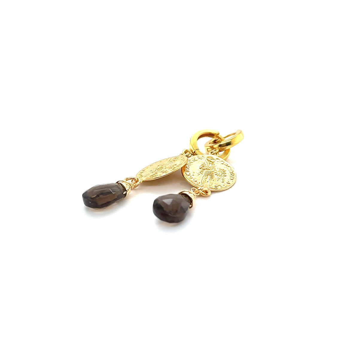 Kolczyki z kwarcu dymnego marki Ewa Mrochen Jewellery, elegancki design, widoczne detale i naturalny odcień kamienia