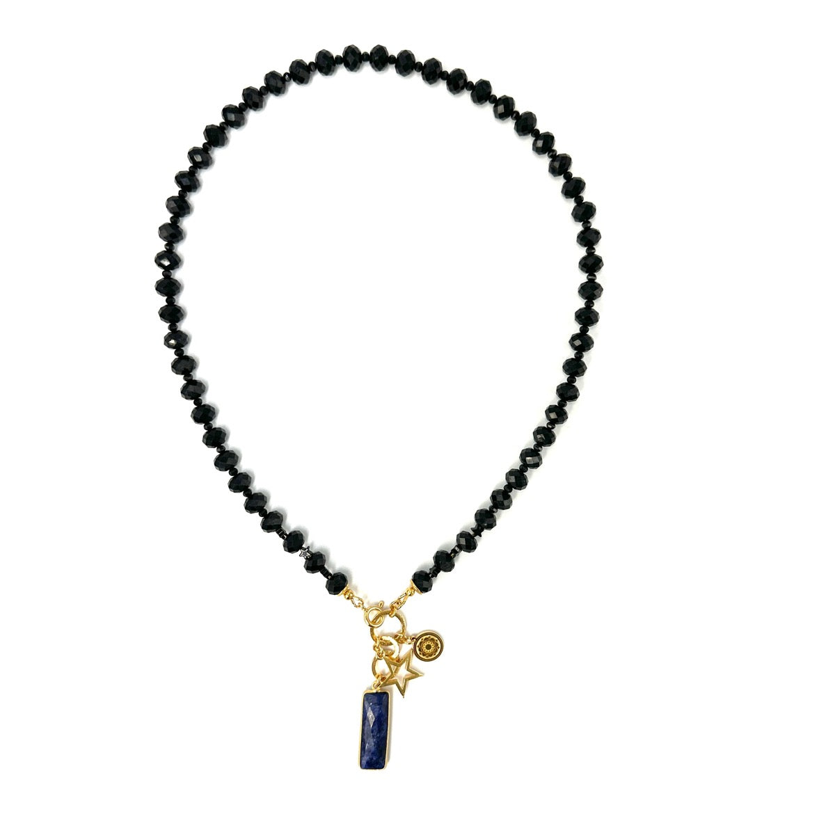 Czarny turmalin i spinel, naszyjnik Ewa Mrochen Jewellery, elegancki i praktyczny, z czarnymi kamieniami na delikatnym łańcuszku