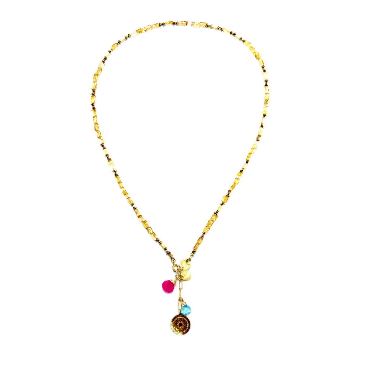 Naszyjnik Ewa Mrochen Jewellery® Hello Yellow z cytrynem, 50 cm, elegancki i naturalny dodatek do stylizacji.