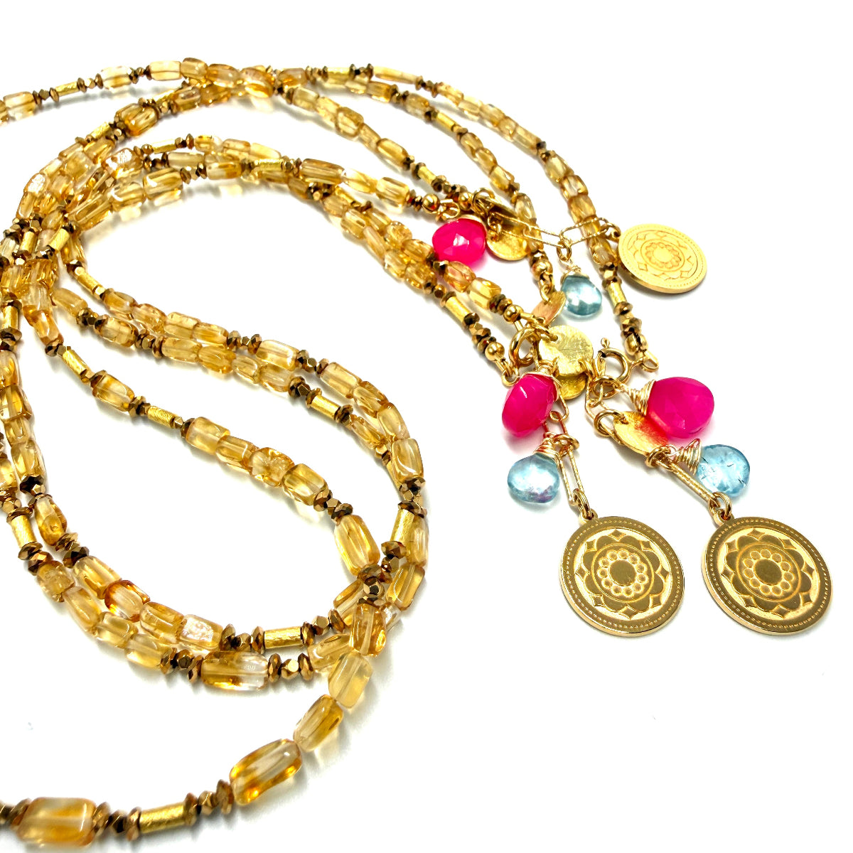 Naszyjnik z cytrynem Hello Yellow od Ewa Mrochen Jewellery®, 50 cm, elegancki złoty naszyjnik z cytrynowym kamieniem