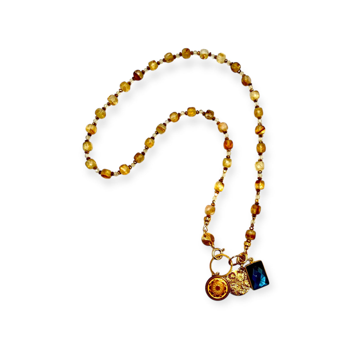 Naszyjnik BOGINI BOGACTWA z cytrynem od Ewa Mrochen Jewellery, 53 cm, złota biżuteria z kamieniem.