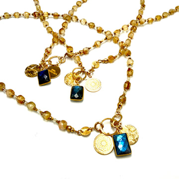 Naszyjnik BOGINI BOGACTWA z cytrynem i zawieszkami od Ewa Mrochen Jewellery, elegancki biżuteria dla kobiet