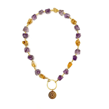 Naszyjnik z ametystem i cytrynem marki Ewa Mrochen Jewellery, elegancki design Queen Of Glory na szyję.