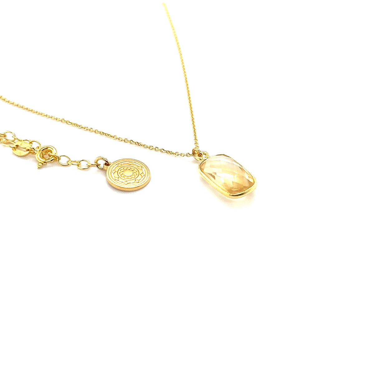 Naszyjnik Sun of the Heart z cytrynem od Ewa Mrochen Jewellery, złota ozdoba z kamieniem na delikatnym łańcuszku
