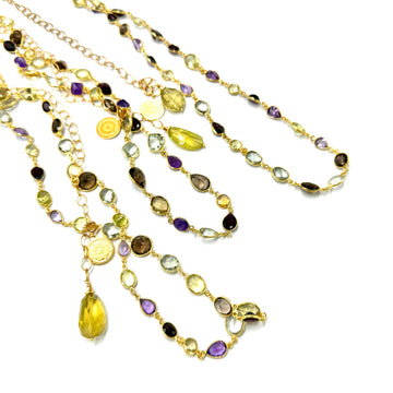 Luksusowy naszyjnik Ewa Mrochen Jewellery z cytrynem, topazem i ametystem, elegancki biżuteria dla kobiet.
