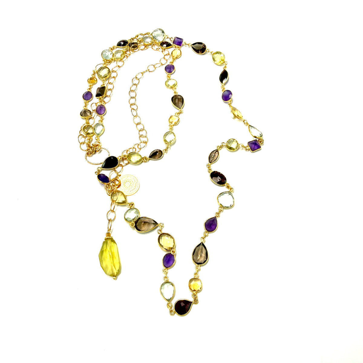 Luksusowy naszyjnik Ewa Mrochen Jewellery z cytrynem, topazem i ametystem, elegancki i efektowny naszyjnik królowej klejnotów.