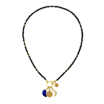 Czarny turmalinowy naszyjnik Ewa Mrochen Jewellery z naturalnym kamieniem, elegancki i stylowy dodatek do codziennych stylizacji