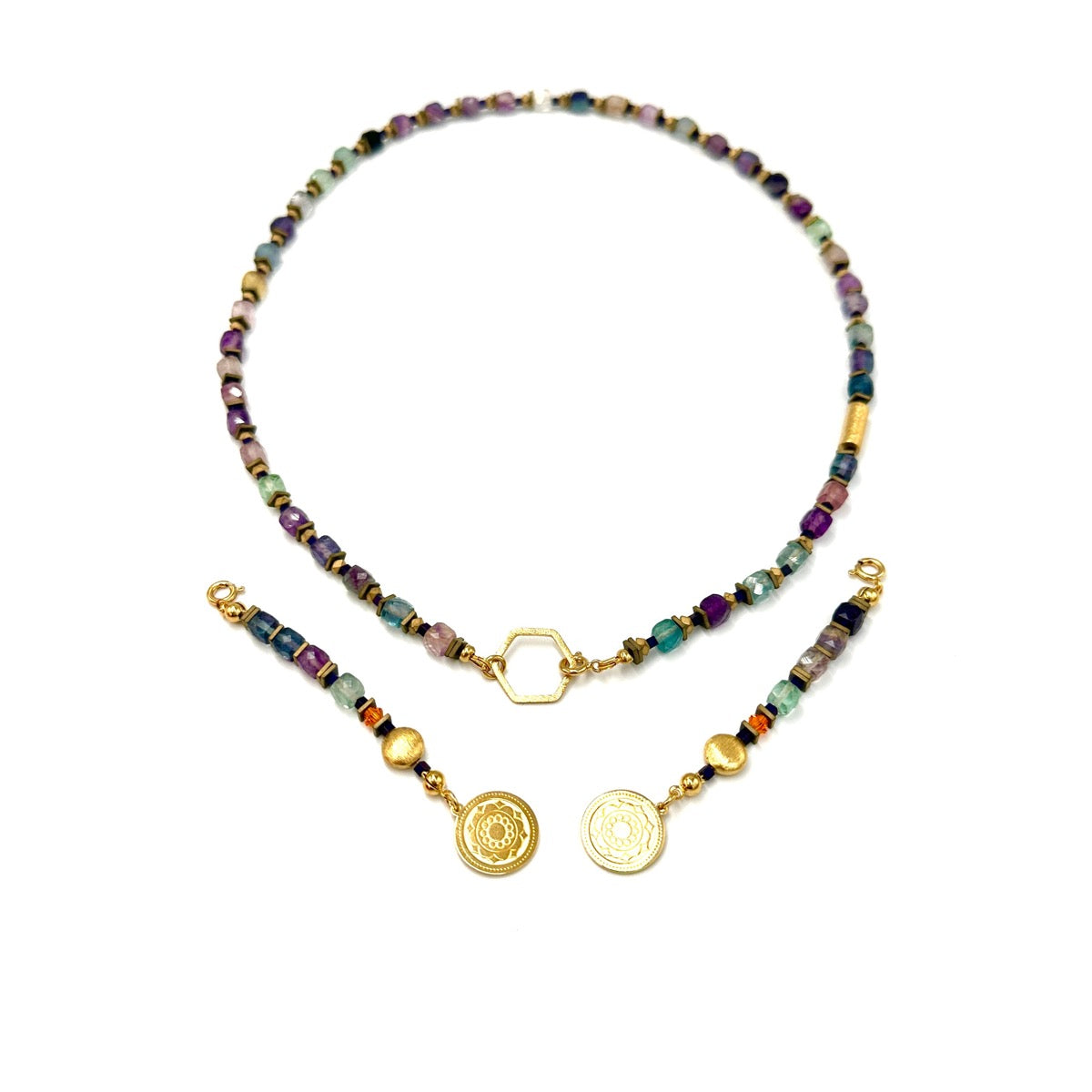 Naszyjnik z fluorytem od Ewa Mrochen Jewellery, elegancki i delikatny biżuteria z naturalnym kamieniem, idealny na co dzień.