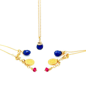 Naszyjnik z lapis lazuli "Blask Magii" od Ewa Mrochen Jewellery, elegancki biżuteryjny dodatek na szyję z niebieskimi kamieniami.