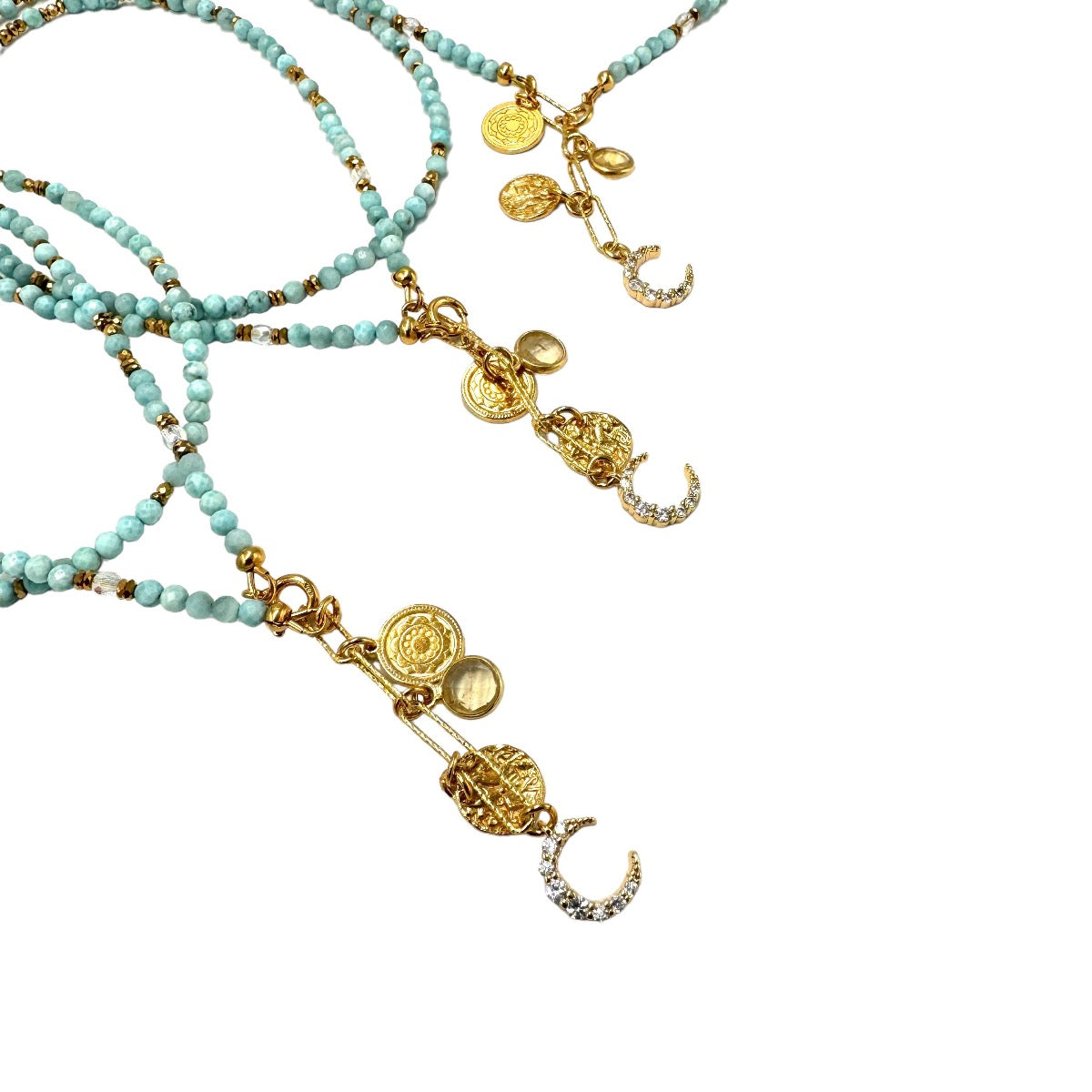 Larimar naszyjnik Wymarzone Życie od Ewa Mrochen Jewellery, autorska biżuteria z niebieskim kamieniem larimarem na łańcuszku