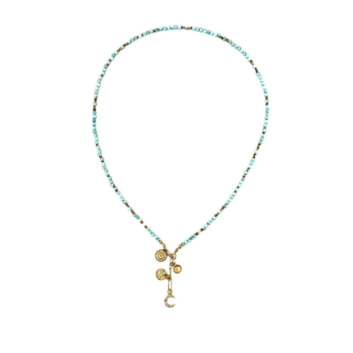 Larimar naszyjnik Wymarzone Życie od Ewa Mrochen Jewellery, autorska biżuteria z pięknym niebieskim kamieniem larimar.