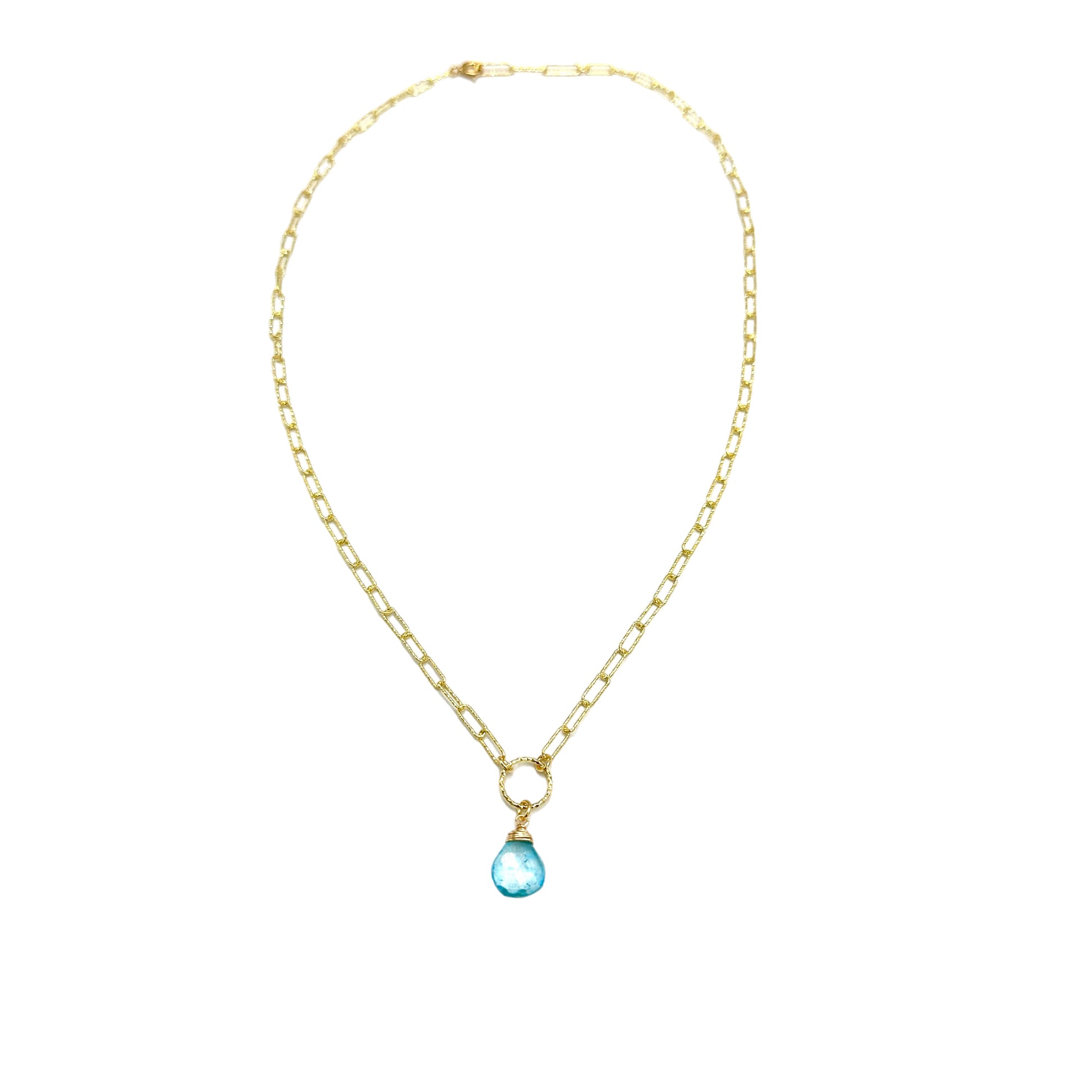 Naszyjnik Topaz Błękitny od Ewa Mrochen Jewellery, ozdobiony błękitnym topazem, elegancki i delikatny design.