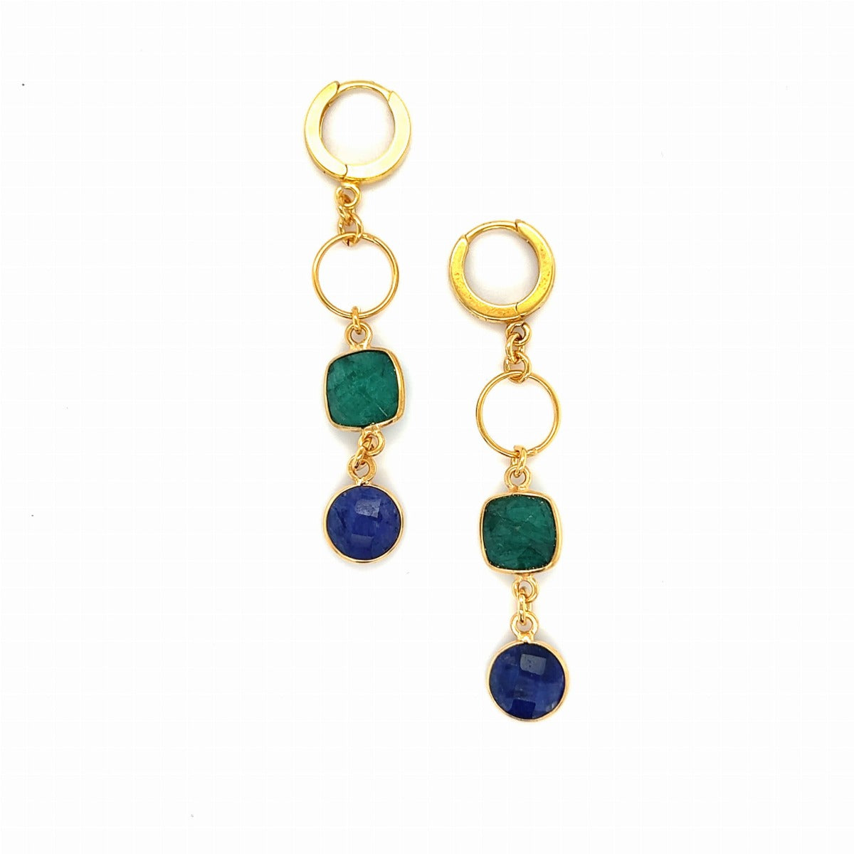 Szmaragd Szafir kolczyki z naturalnymi kamieniami. Ewa Mrochen Jewellery