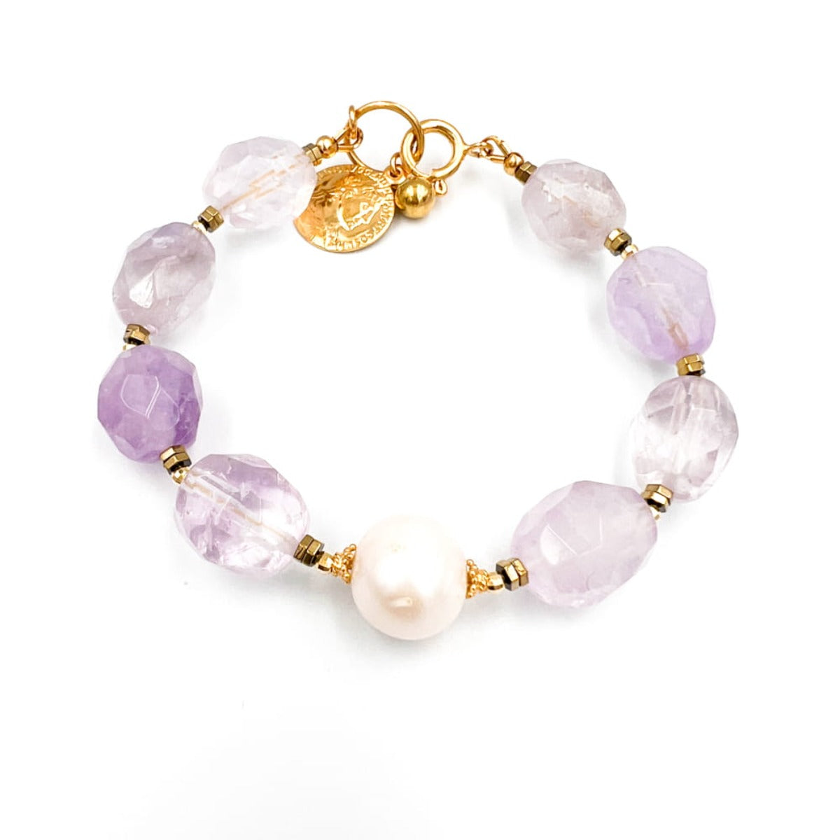 Ametystowa bransoletka Ewa Mrochen Jewellery z 15 cm, delikatne kamienie i elegancki design dla wyciszenia.
