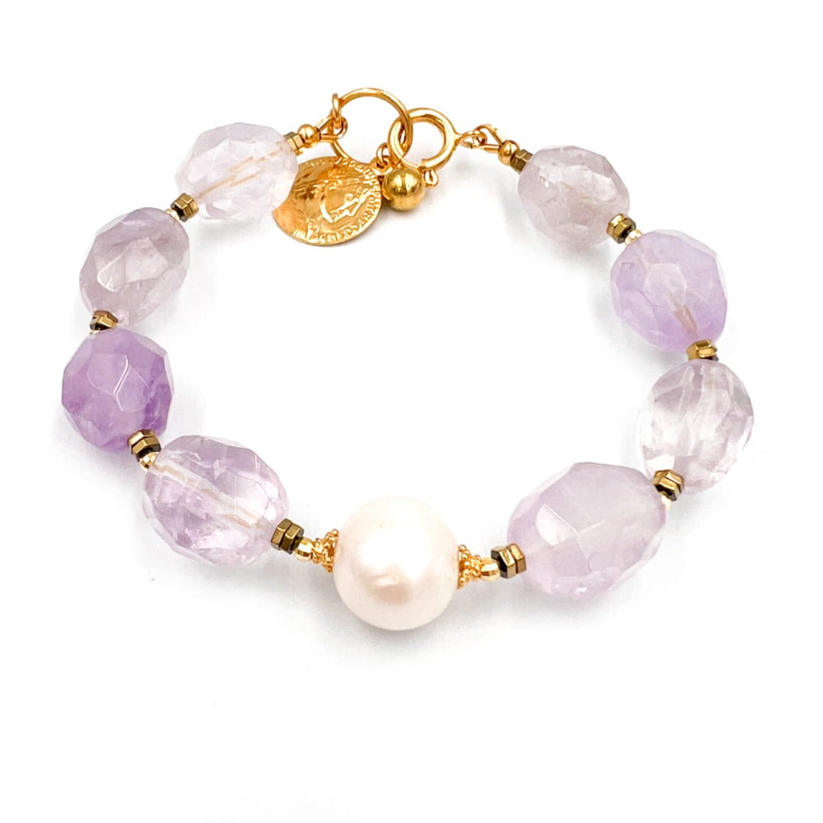 Bransoletka z ametystem Ewa Mrochen Jewellery, klejnot wyciszenia, 15 cm, z kamieniami na delikatnym sznurku.