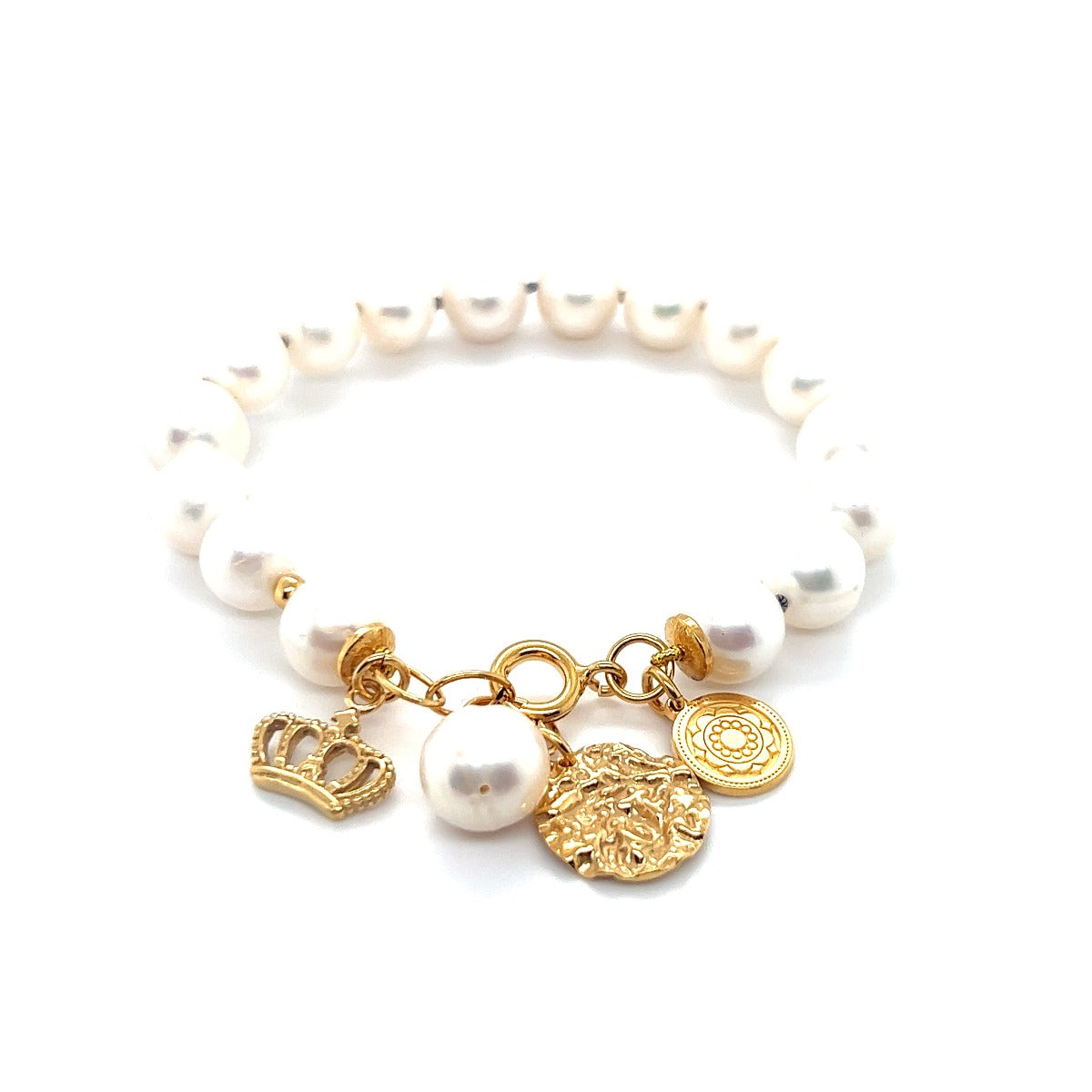 Biała perłowa bransoletka Ewa Mrochen Jewellery, delikatna bransoletka śmietanka z pereł, 15 cm, elegancki dodatek do stroju