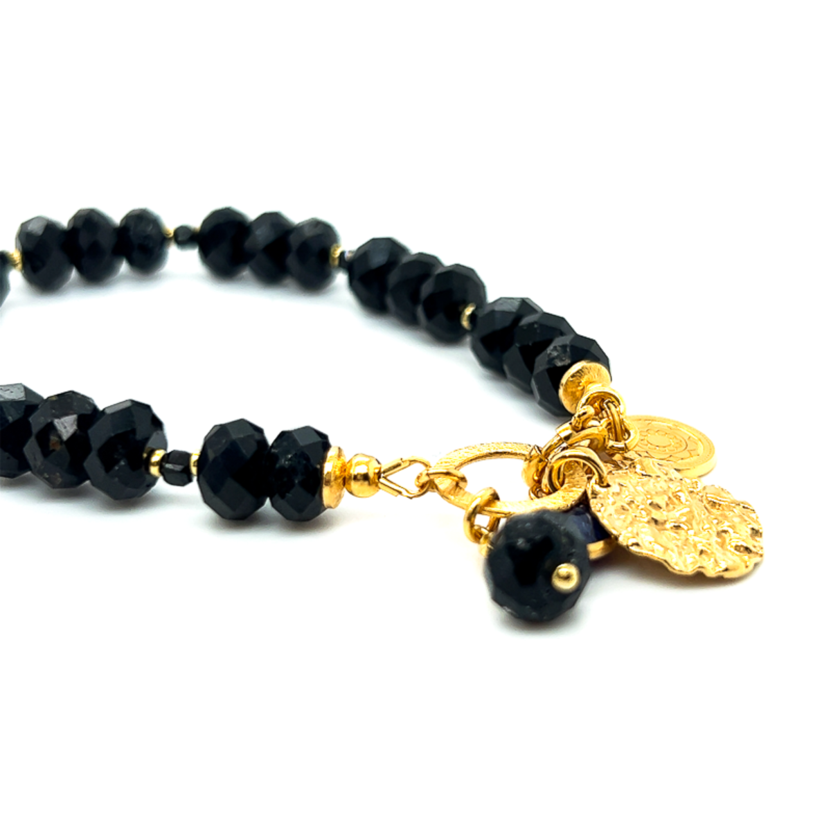 Czarna turmalinowa bransoletka Ewa Mrochen Jewellery z delikatnymi kamieniami, długość 15 cm, elegancki design.