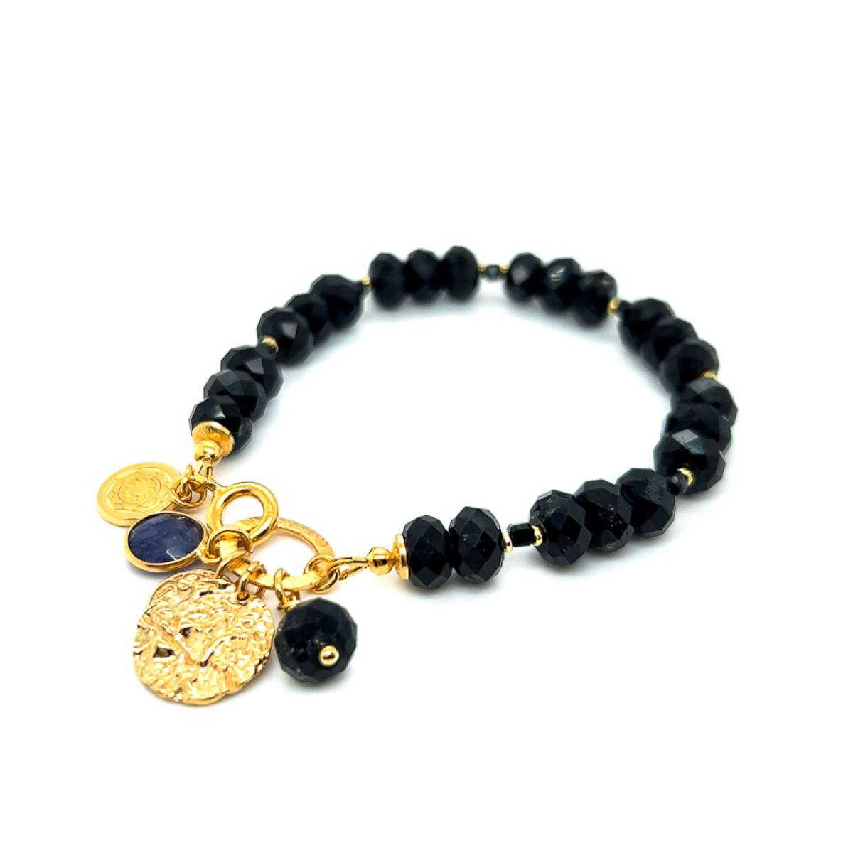 Czarna turmalinowa bransoletka Ewa Mrochen Jewellery z kamieniami, długość 15 cm, elegancki dodatek do stroju.